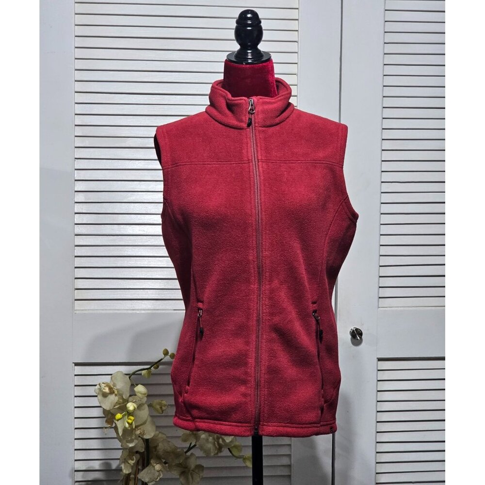 Eastern Mountain Sports Women's Red Polartec Fleece Vest Full Zip Size M 2988